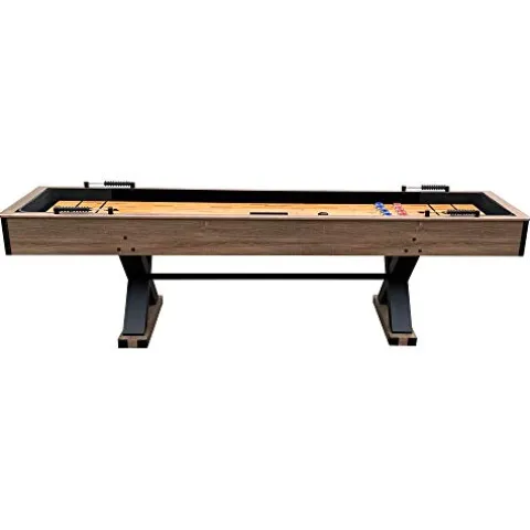 Hathaway Excalibur 9-Ft Shuffleboard Table Rustic Driftwood Finish Black