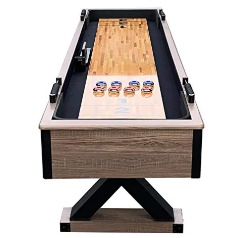 Hathaway Excalibur 9-Ft Shuffleboard Table Rustic Driftwood Finish Black