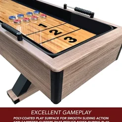 Hathaway Excalibur 9-Ft Shuffleboard Table Rustic Driftwood Finish Black