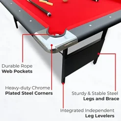 Hathaway Fairmont Portable 6-Ft Pool & Billiard Table Red