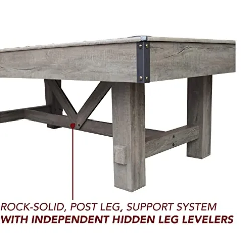 Hathaway Logan 7-ft Pool Table Combo Set with Benches – Rustic Gray Barnwood