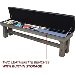 Hathaway Logan 7-ft Pool Table Combo Set with Benches – Rustic Gray Barnwood