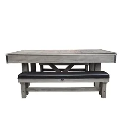 Hathaway Logan 7-ft Pool Table Combo Set with Benches – Rustic Gray Barnwood