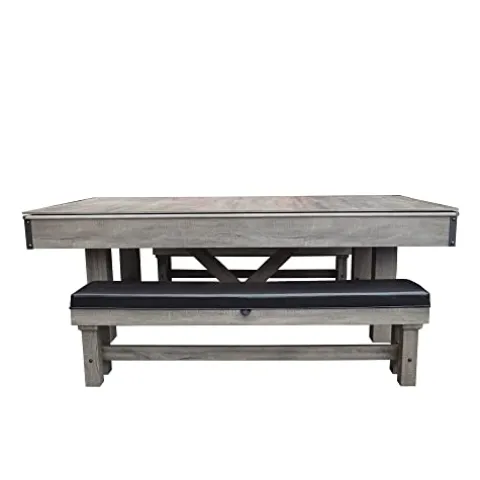 Hathaway Logan 7-ft Pool Table Combo Set with Benches – Rustic Gray Barnwood