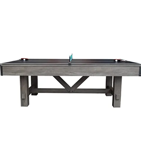 Hathaway Logan 7-ft Pool Table Combo Set with Benches – Rustic Gray Barnwood