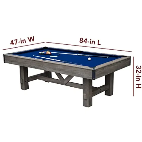 Hathaway Logan 7-ft Pool Table Combo Set with Benches – Rustic Gray Barnwood