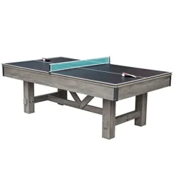 Hathaway Logan 7-ft Pool Table Combo Set with Benches – Rustic Gray Barnwood