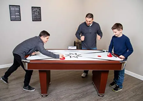 Hathaway Midtown 6′ Air Hockey Family Game Table Cherry Wood