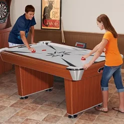Hathaway Midtown 6′ Air Hockey Family Game Table Cherry Wood