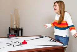 Hathaway Midtown 6′ Air Hockey Family Game Table Cherry Wood