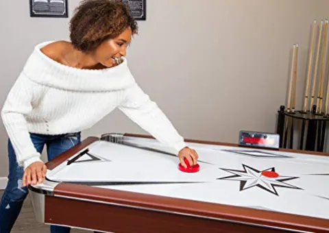 Hathaway Midtown 6′ Air Hockey Family Game Table Cherry Wood