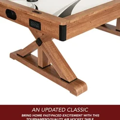 Hathaway Midtown 72-in Air Hockey Table LED Scoring Cherry Finish White Oak