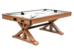 Hathaway Midtown 72-in Air Hockey Table LED Scoring Cherry Finish White Oak