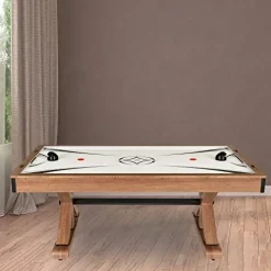 Hathaway Midtown 72-in Air Hockey Table LED Scoring Cherry Finish White Oak
