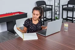 Hathaway Newport 7-ft Pool Table Tennis Combination with Dining Top, Two STO Newport II 7-ft Pool Table Combo Set with Benches – White with Camel Felt – Walnut