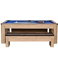 Hathaway Newport 7-ft Pool Table Combo Set with Benches Rustic Gray