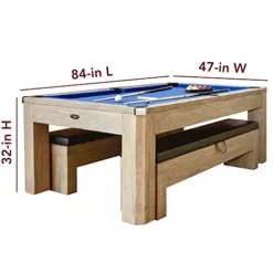 Hathaway Newport 7-ft Pool Table Combo Set with Benches Rustic Gray