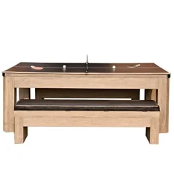 Hathaway Newport 7-ft Pool Table Combo Set with Benches Rustic Gray