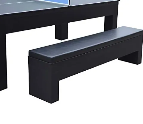 Hathaway Park Avenue 7-ft Pool Table Tennis Combination with Dining Top, Two Storage Benches – Black and Red Felt