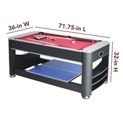 Hathaway Triple Threat 6-ft 3-in-1 Multi Game Table Black