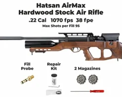 Hatsan AirMax .22 Cal Air Rifle Bundle with 250ct Pellets and 100 Paper Targets Black