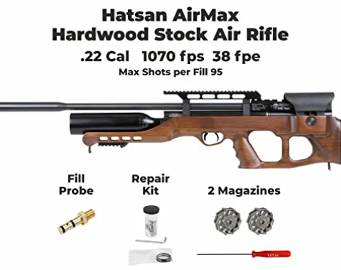 Hatsan AirMax .22 Cal Air Rifle Bundle with 250ct Pellets and 100 Paper Targets Black