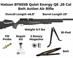 Hatsan BT65SB QE .25 Caliber PCP Bolt Action Air Rifle Bundle with 150 Pellets and Wearable4U Cloth Black