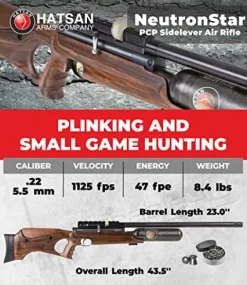 Hatsan NeutronStar Air Rifle .22 Cal Bundle with 250ct Pellets and 100x Targets Black