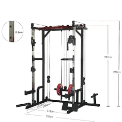 HAUSHECK 1400lbs Power Cage with LAT Pulldown, Weight Storage, Squat Racks, Home Gym Equipment, Orange