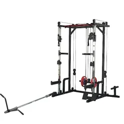 HAUSHECK 1400lbs Power Cage with LAT Pulldown, Weight Storage, Squat Racks, Home Gym Equipment, Orange