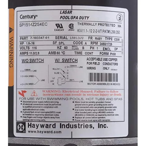 Hayward Two Speed Motor with Switch Replacement 1-1/2-HP