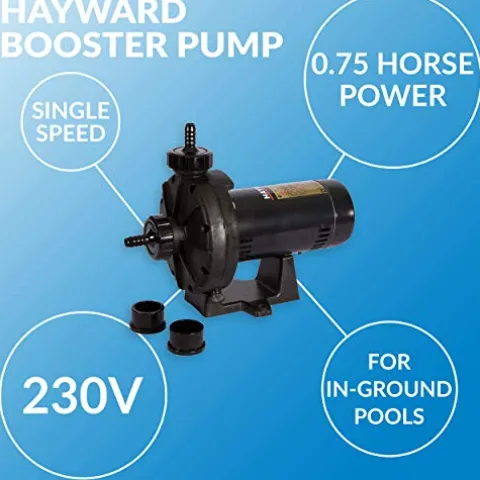 Hayward W36060 0.75 HP Booster Pump In-Ground Swimming Pools Black