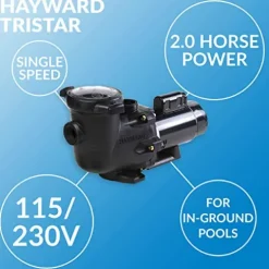 Hayward W3SP3215X20 TriStar Pool Pump, 2 HP Max Rate Black