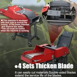 HayWHNKN Chaff Cutter Straw Corn Pulverizer Machine Red