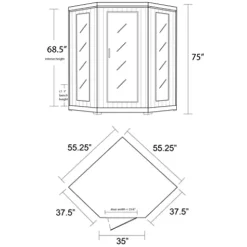 Heat Wave 3 Person Sauna Corner Fitting Infrared FIR FAR 7 Carbon Heaters Hemlock Wood MP3 Player 2 Speakers Color Therapy Light LED Control Panel Wood