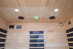 Heat Wave 4 Person Sauna Hemlock Wood Sonoma 9 Carbon Infrared Heaters MP3 Player Chromo Therapy Lighting 120V 2100W Wood