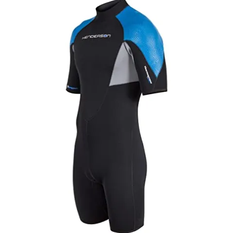 Henderson Mens Thermoprene Pro Back Zip Shorty Wetsuit Black/Blue