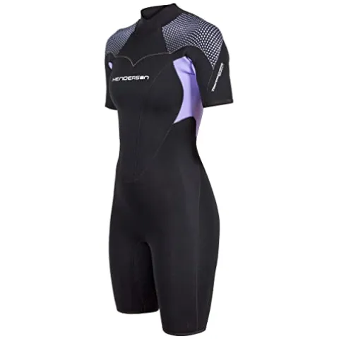 Henderson Women’s 3mm Thermoprene Pro Back Zip Shorty Wetsuit Black/Lavander
