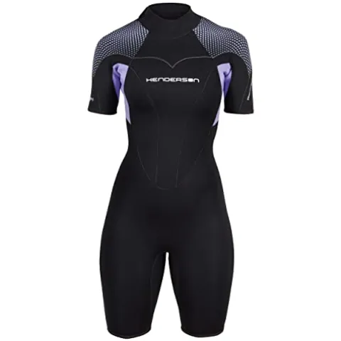 Henderson Women’s 3mm Thermoprene Pro Back Zip Shorty Wetsuit Black/Lavander