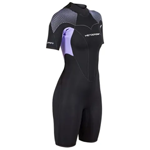 Henderson Women’s 3mm Thermoprene Pro Back Zip Shorty Wetsuit Black/Lavander