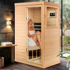 HFYee Infrared Sauna Box Hemlock Single Person Natural