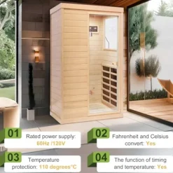 HFYee Infrared Sauna Box Hemlock Single Person Natural