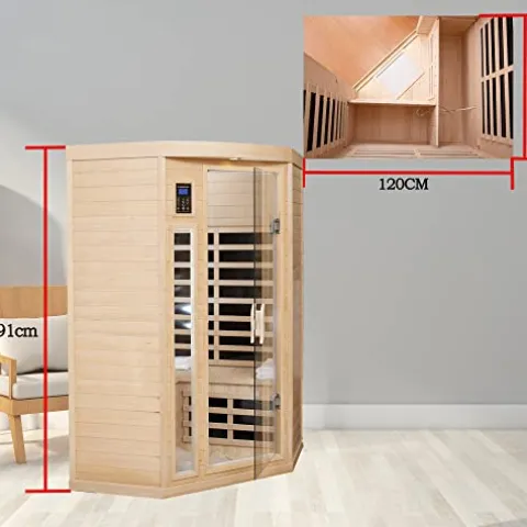 HFYee 2-Person Hemlock Infrared Sauna Box Natural