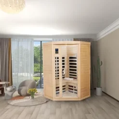 HFYee 2-Person Hemlock Infrared Sauna Box Natural