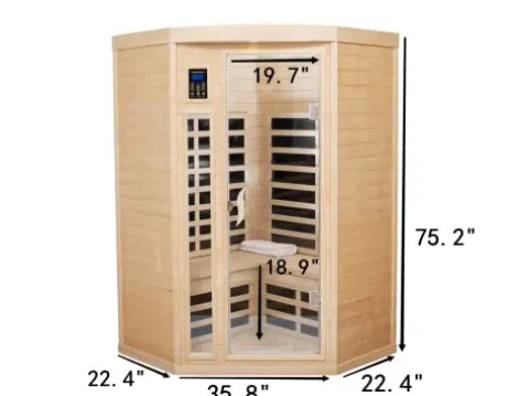 HFYee 2-Person Hemlock Infrared Sauna Box Natural