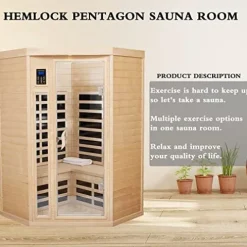 HFYee 2-Person Hemlock Infrared Sauna Box Natural