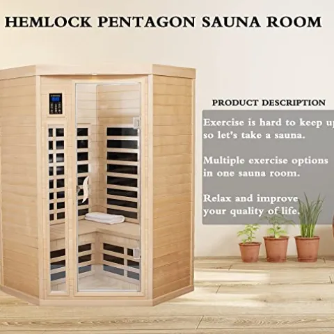 HFYee 2-Person Hemlock Infrared Sauna Box Natural