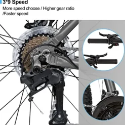 HH HILAND Hiland Aluminum Mountain Bike 27 Speeds, Hydraulic Disc-Brakes, Lock-Out Suspension Fork, 27.5 inch Wheel Gray&Blue