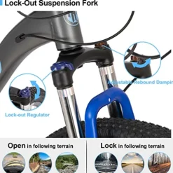 HH HILAND Hiland Aluminum Mountain Bike 27 Speeds, Hydraulic Disc-Brakes, Lock-Out Suspension Fork, 27.5 inch Wheel Gray&Blue