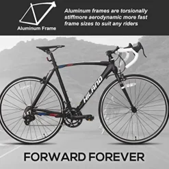 HH HILAND Hiland 700c Road Bike 14 Speeds Light Weight Aluminum Frame Racing Bike City Commuting Road Bicycle Black